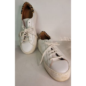 Women's Skechers Street Tennis Shoes Leather Leopard Accent Gently Worn